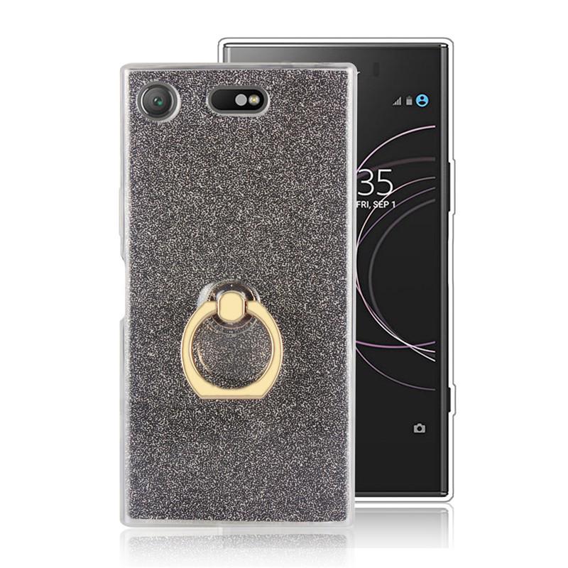 Ốp lưng kim tuyến bằng silicon mềm có nhẫn móc ngón tay thời trang cho Sony Xperia XZ1 Compact