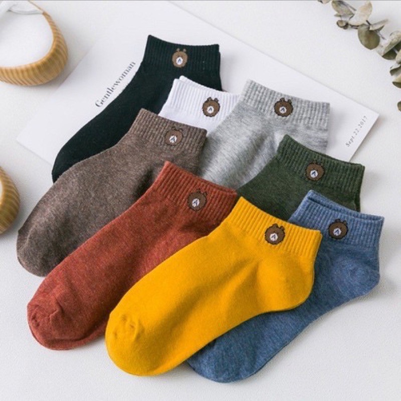 Combo 3 đôi tất Gấu cổ ngắn brown [ 2-3 ĐT]