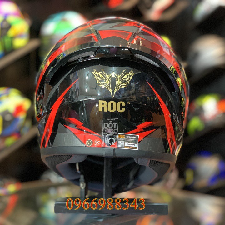 Giá Tận Kho - Mũ bảo hiểm Fullface chính hãng Roc R01 tem 46 đỏ