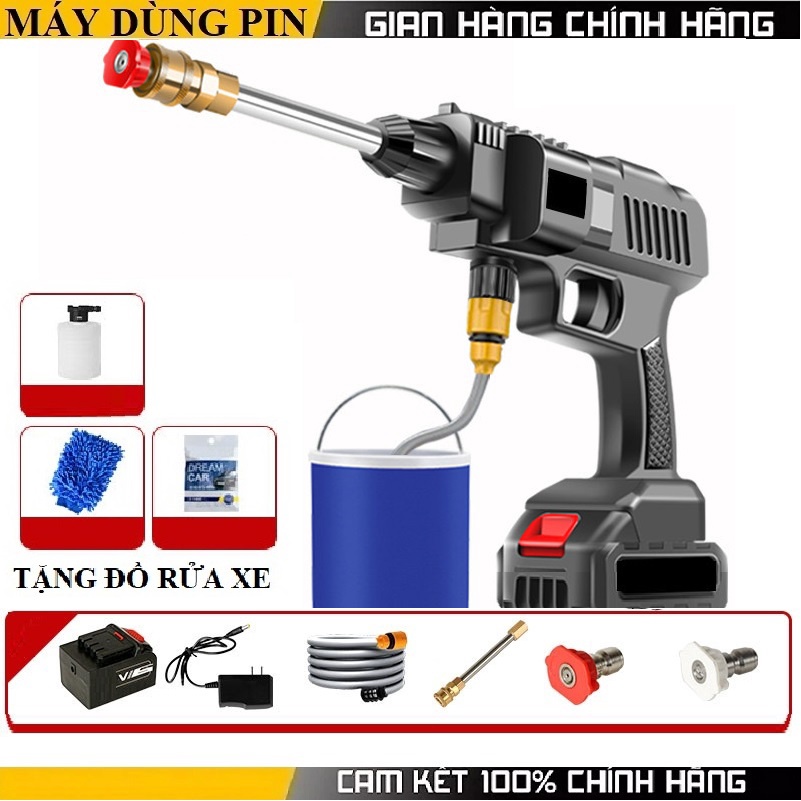 Máy rửa xe dùng pin mini, Máy xịt rửa tăng áp