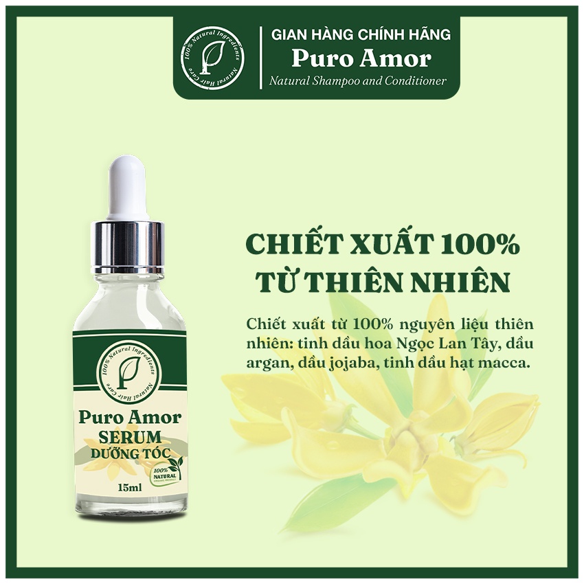 Serum ngừa rụng & kích thích mọc tóc từ tinh dầu bưởi PURO AMOR 15ml (Chai)