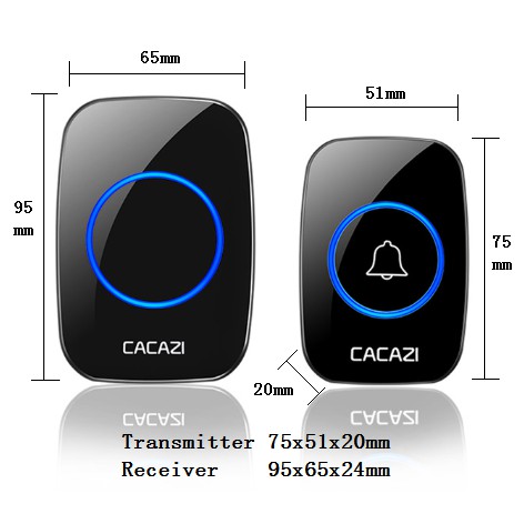 Chuông cửa không dây Cacazi HYA10UK 60 tông nhạc chuông chống nước IP44 300M điều khiển từ xa cao cấp