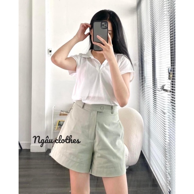 Quần short nữ kaki tôn dáng- Quần đùi kaki nữ shop chụp cận chất