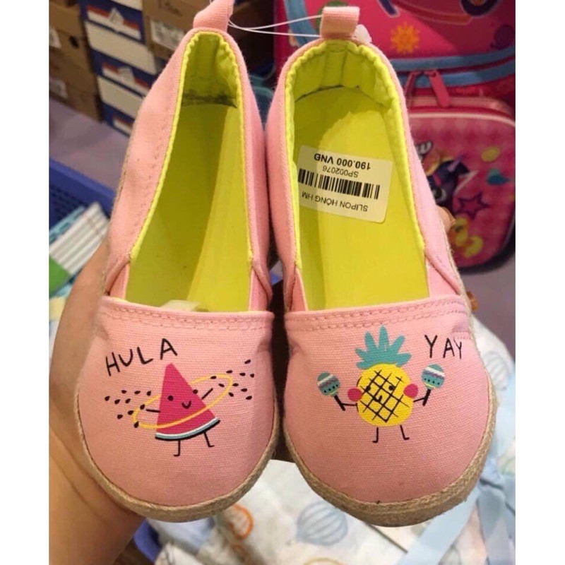 Giày slipon dưa hấu màu hồng nhẹ nhàng, giày lười cho bé gái