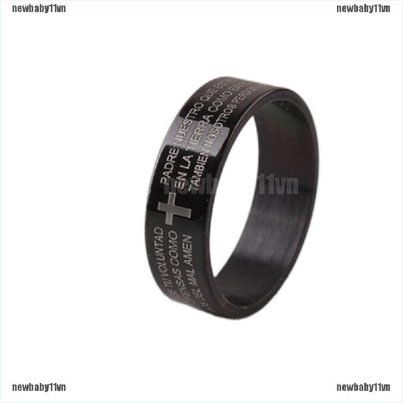 1 Nhẫn Thép Titan Khắc Chữ Thập Cho Nam Nữ