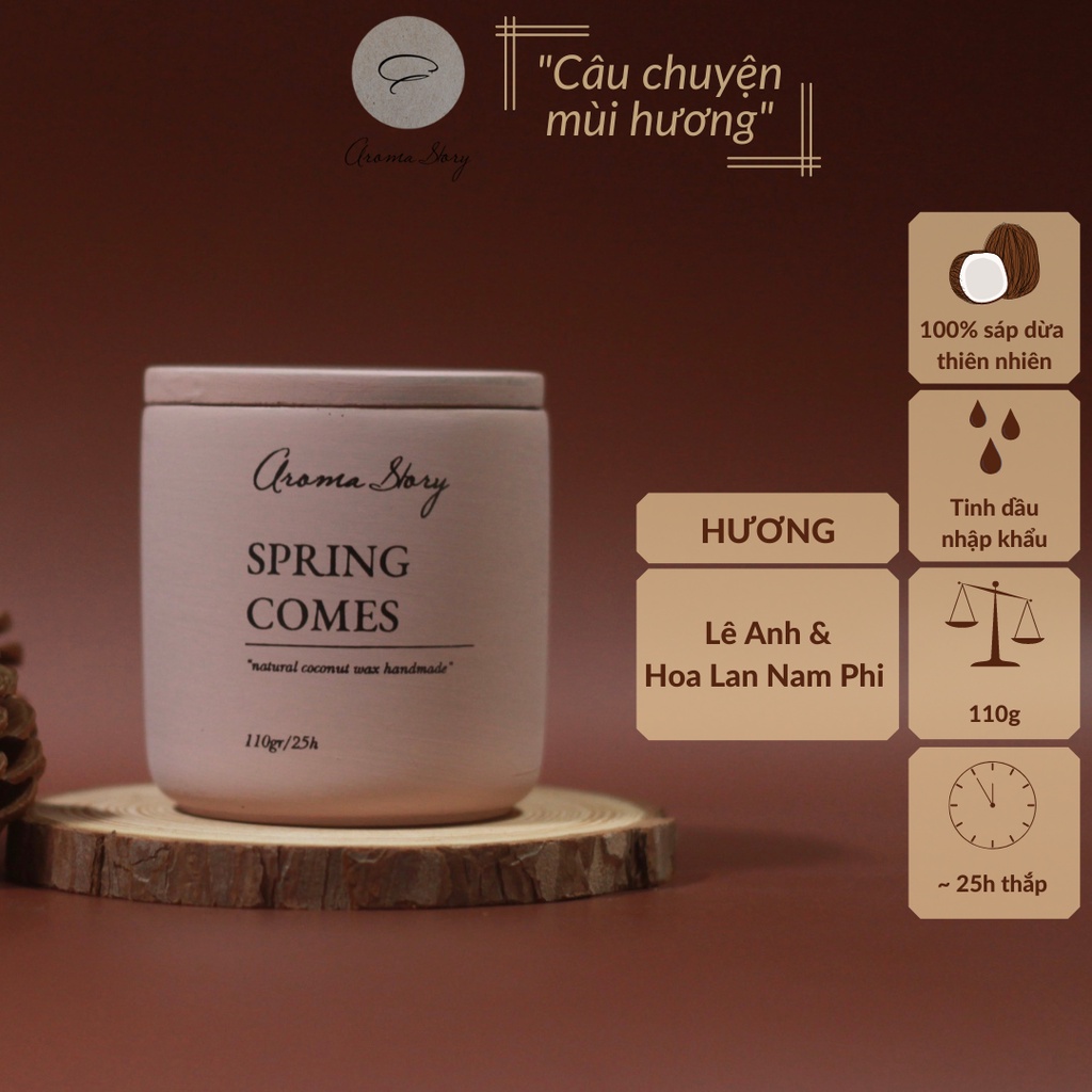 Nến thơm trang trí, cao cấp, tự nhiên Aroma Story hương nước hoa Jo Malone Pear & Fressia Spring Comes size 110g