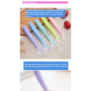 (Sỉ_ lẻ) Thìa ăn dặm Silicon siêu mềm an toàn cho bé tập ăn dặm