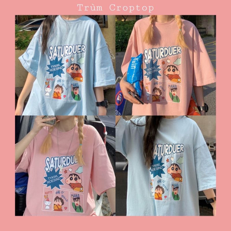 Áo Thun Form Nam Nữ In Hình Cusin 2 Màu Hồng - Xanh , Áo Phông Unisex Phong Cách Hàn Quốc