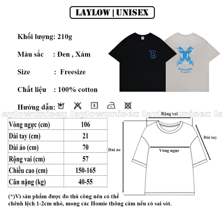 Áo Thun Nam Nữ 100 Cotton Tee Phom Rộng Chữ X Thời Trang Đường Phố Cao Cấp LAYLOW Unisex