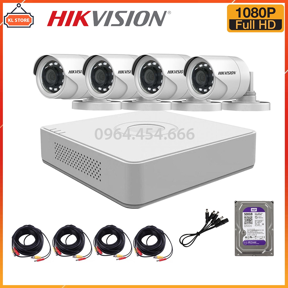 Trọn Bộ Camera 4 Mắt Hikvision 2.0MP Full HD Chính Hãng