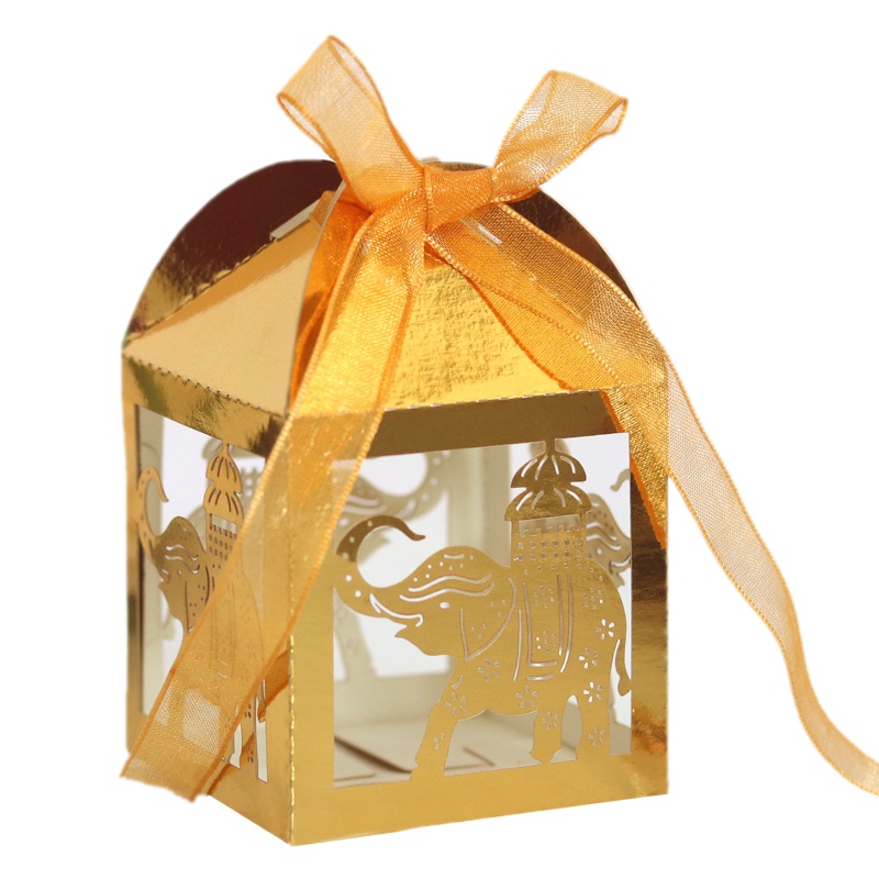 Set 50 Hộp Đựng Kẹo Hình Voi Có Ruy Băng Cho Tiệc Cưới