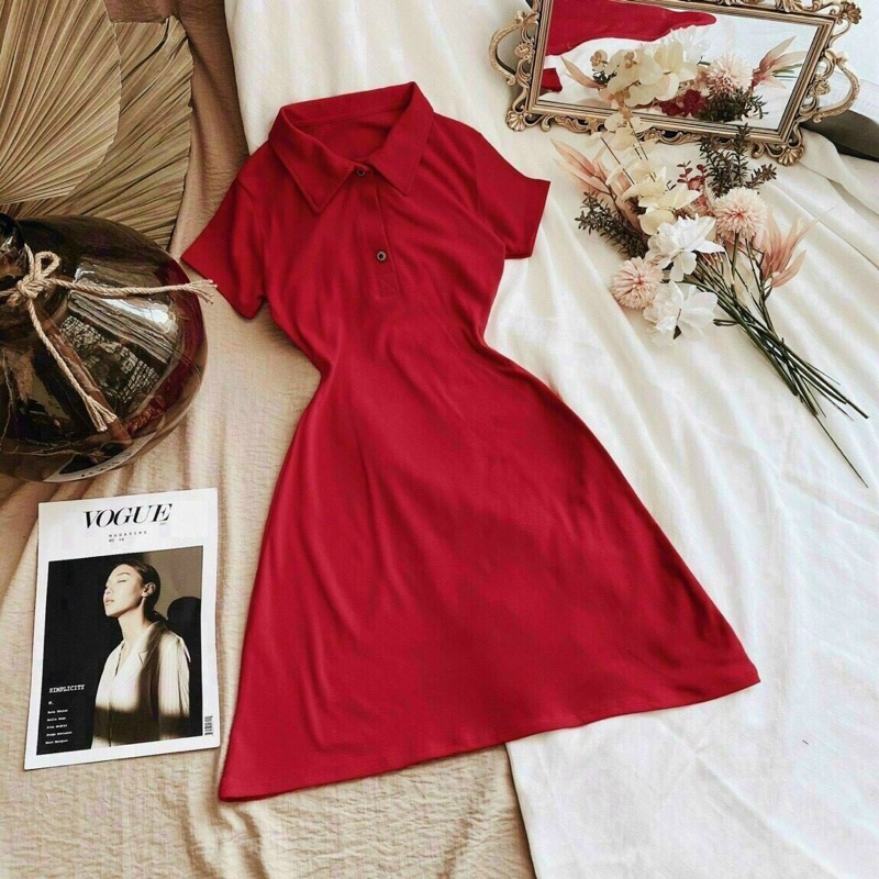 Đầm thun cổ polo