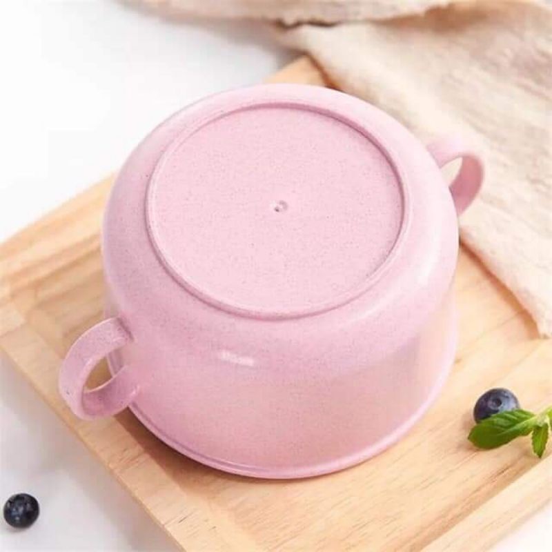 Bát ăn dặm lúa mạch quai cầm có nắp đậy cho bé