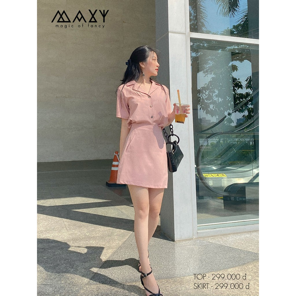 Áo kiểu cổ vest ngắn tay button vest top Maxy Workshop