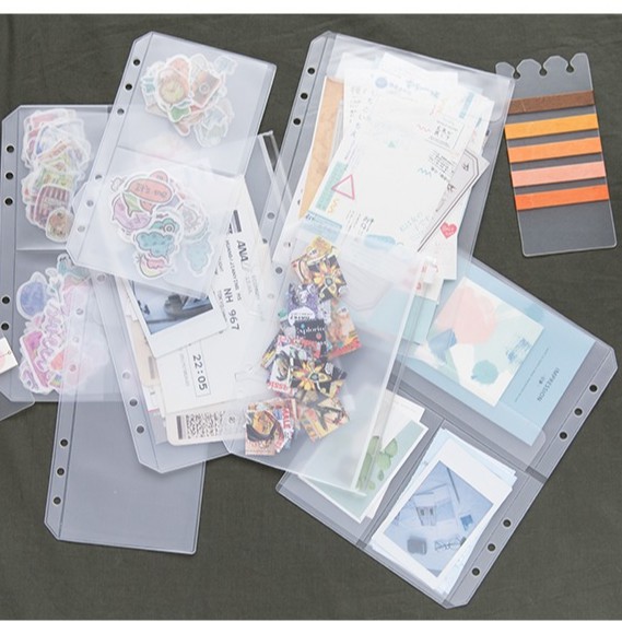 Túi lưu trữ gắn planner A5 A6 6 lỗ (zip,1, 2, 3 ngăn )