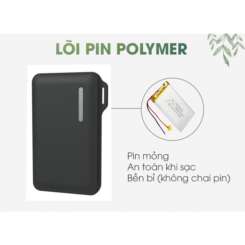 Sạc dự phòng nhỏ gọn ASPOR A358 dung lượng 10000mAh-Bảo hành 6 tháng