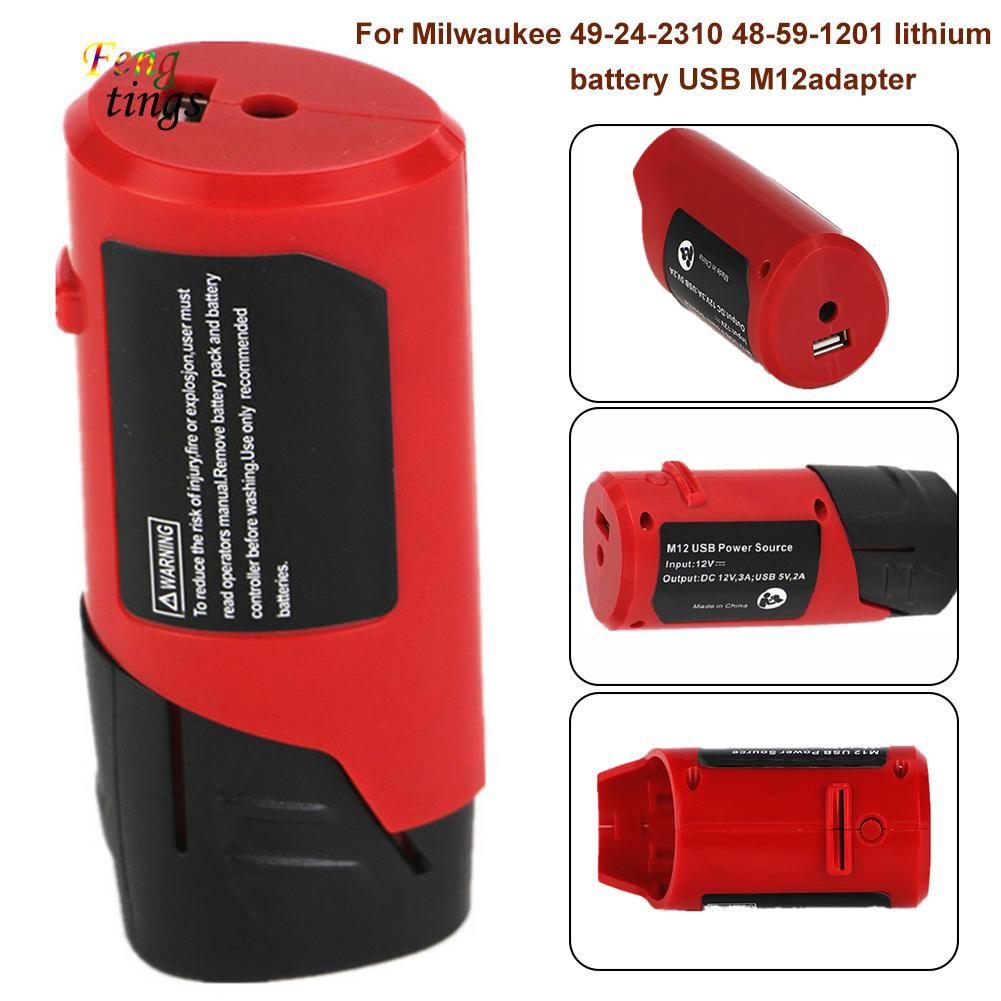 Bộ chuyển đổi pin USB DC 12V cho Milwaukee 49-24-2310 48-59-1201 M12