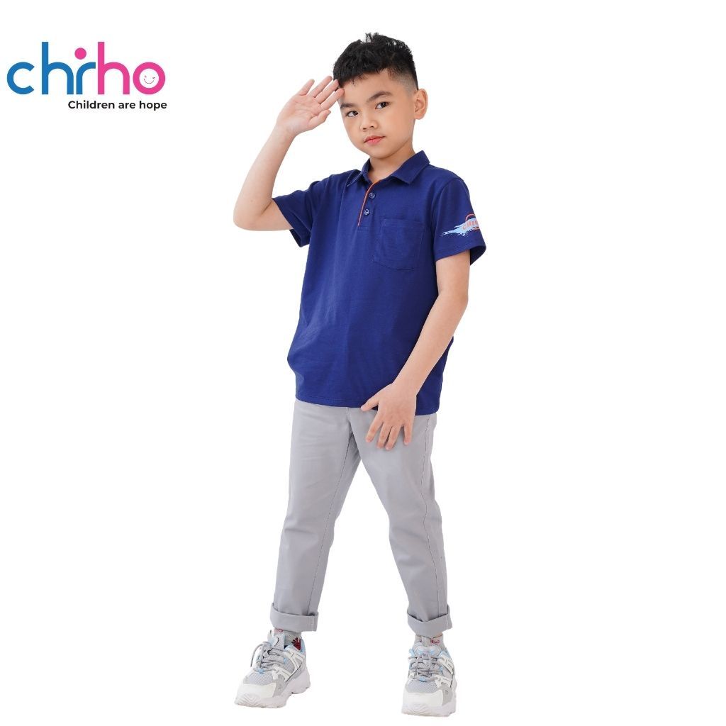 Áo Polo Cho Bé Trai CHIHO Chất Liệu Cotton Thoáng Mát Cổ Đức Cá Tính Cho Trẻ Từ 8 - 11 Tuổi BPS206R