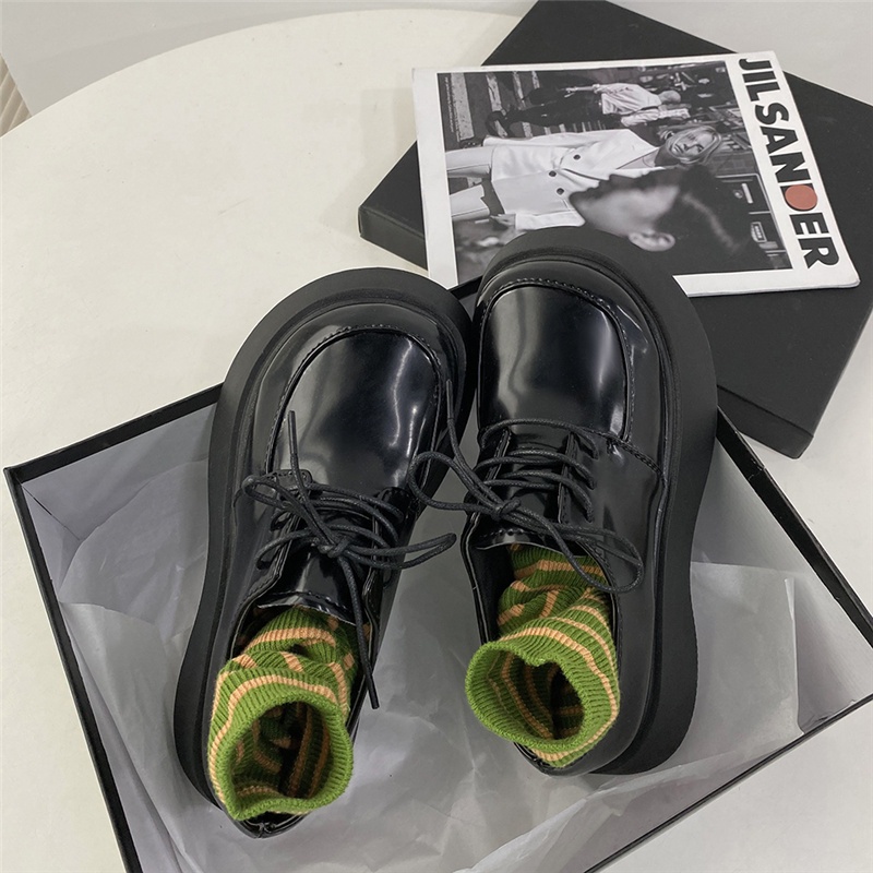 [SẴN-NOWSHIP] Giày LOLITA đế bánh mì cao 5cm nữ Ulzzang vintage buộc dây da bóng/nhám hot trend mẫu mới