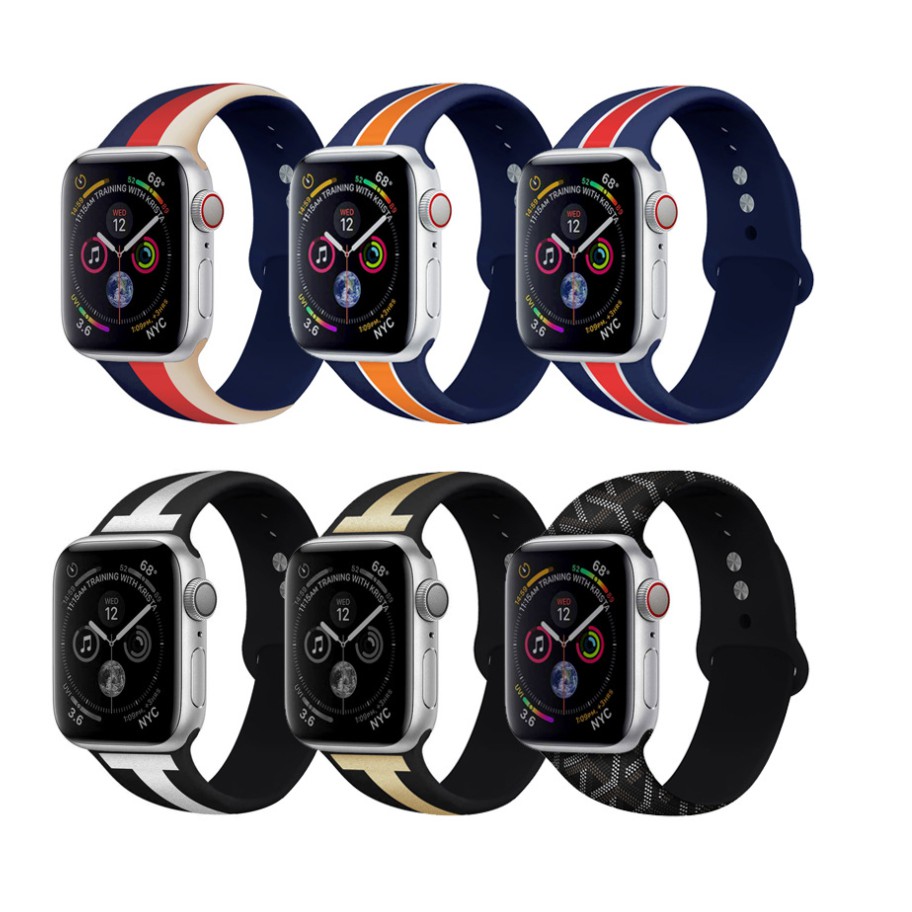 Dây Silicon Hoạ Tiết Gucci Cực Kỳ Sang Chảnh Cho Apple Watch series 1/2/3/4/5/6/7/se 38mm 41mm 42mm 44mm 45mm