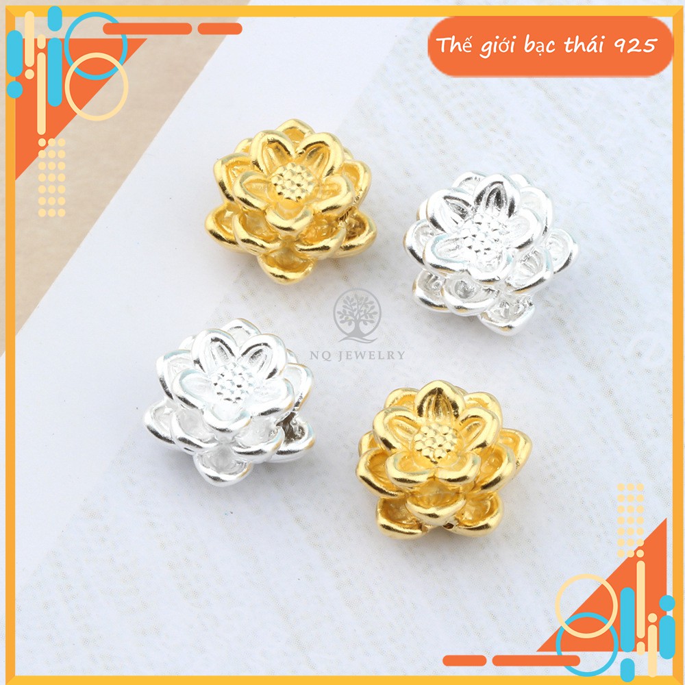 [Charm HOT] Charm hoa sen xỏ ngang 3D -Charm bạc thái hình hoa sen xỏ ngang siêu đẹp