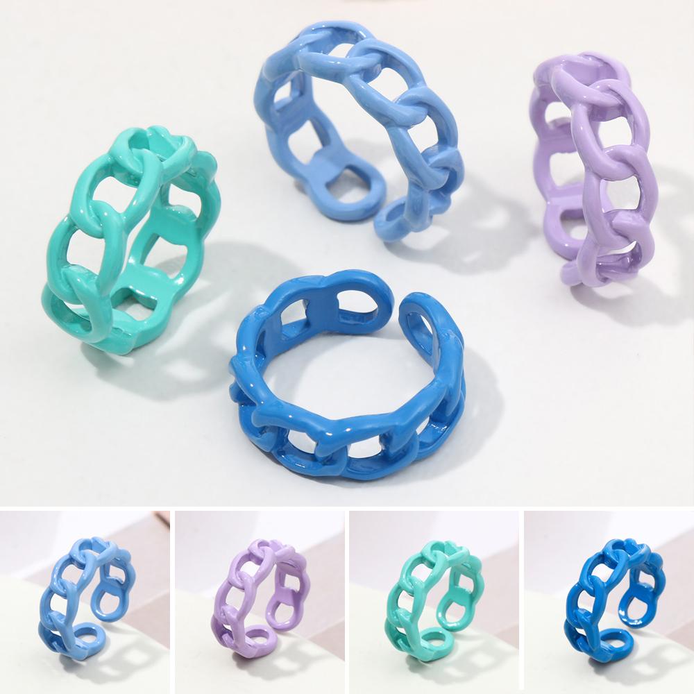 Osier1 Nhẫn Nhựa Acrylic Phối Dây Xích Phong Cách Punk