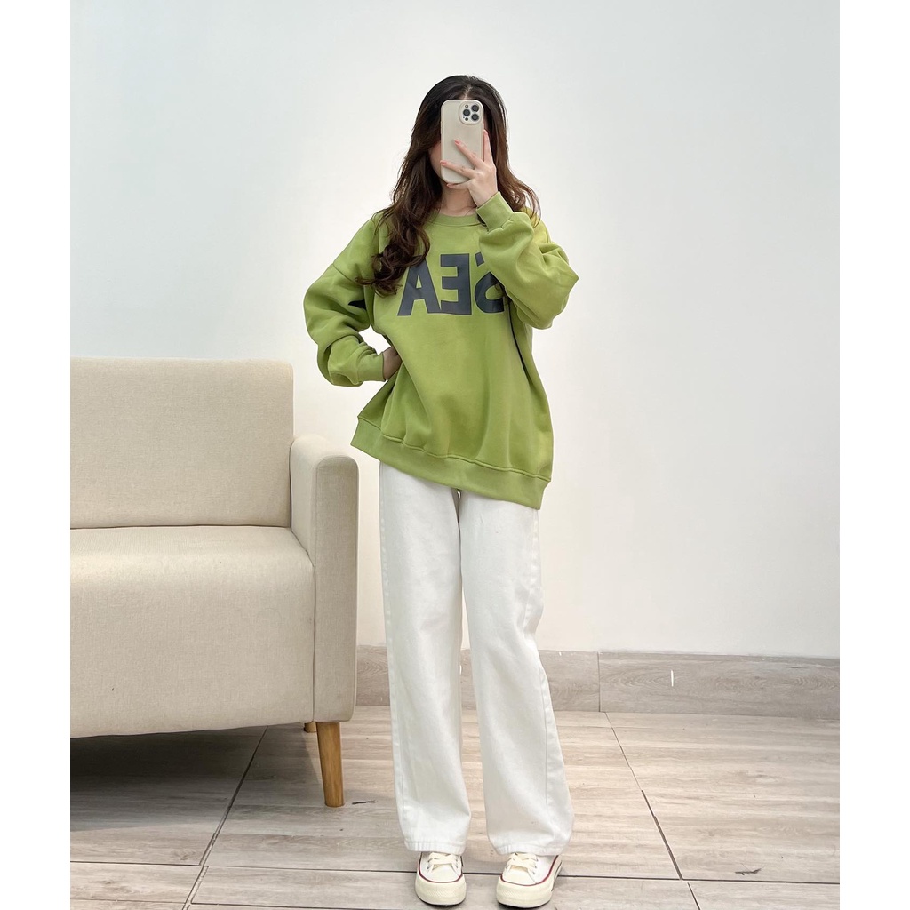 Áo sweater nỉ form rộng dày dặn Sea thời trang Miho house