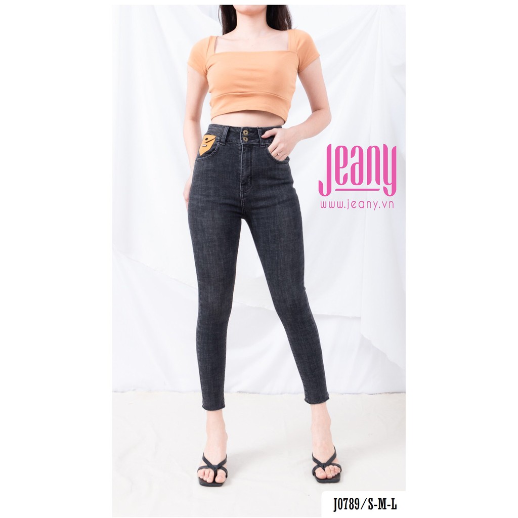 Quần Skinny Nữ Xám Trơn Túi Da Nhỏ J0789 - Jeany