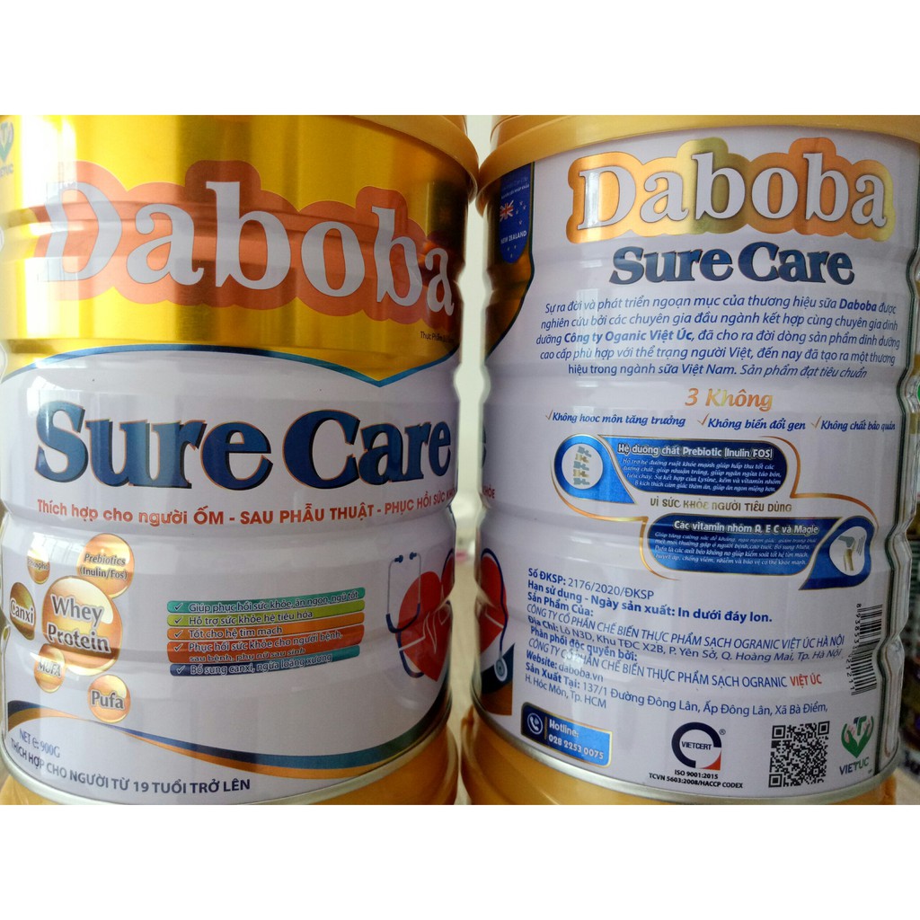 Sữa Daboba Sure Care 900g bổ sung dinh dưỡng cho người cao tuổi, phục hồi nhanh sức khỏe cho người bệnh