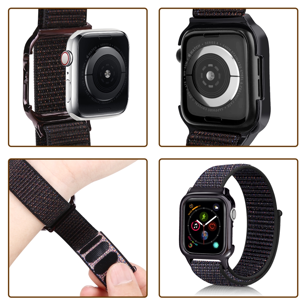 Vỏ bảo vệ kèm dây đeo nylon cho đồng hồ thông minh Apple Watch dòng thế hệ 4 5 40mm 44mm