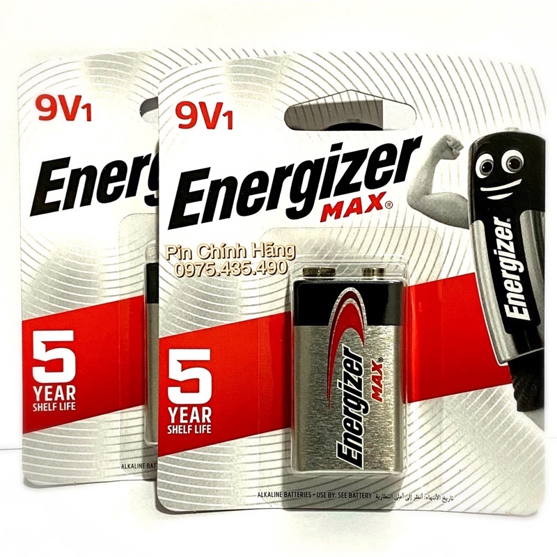 Combo 2 Vỉ Pin 9V Energizer Max Alkaline 522BP1 Chính Hãng Vỉ 1 Viên