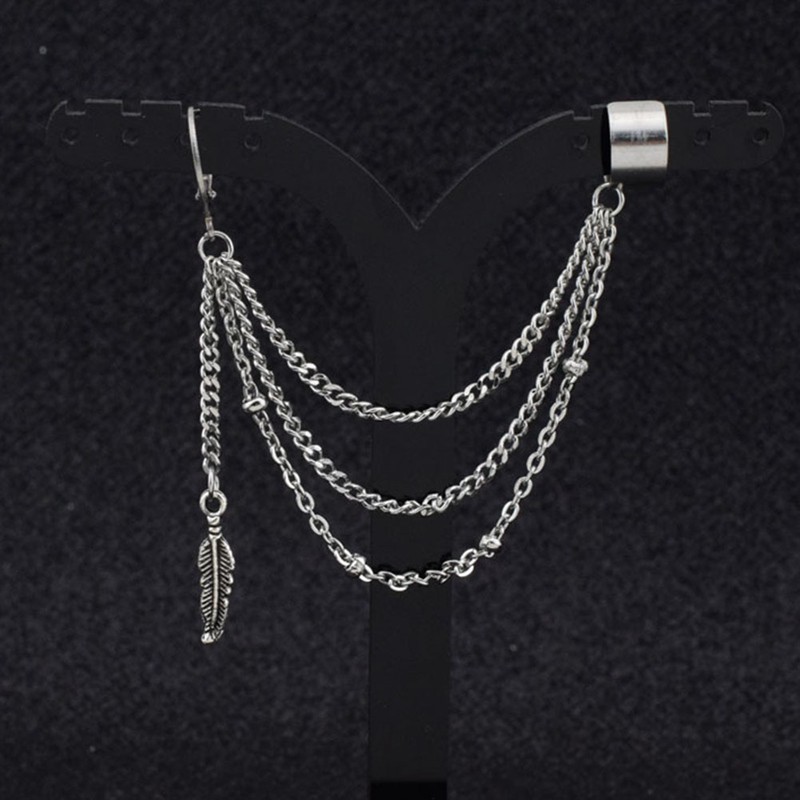 Bông tai phối xích cá tính phong cách Hàn Quốc cho nam