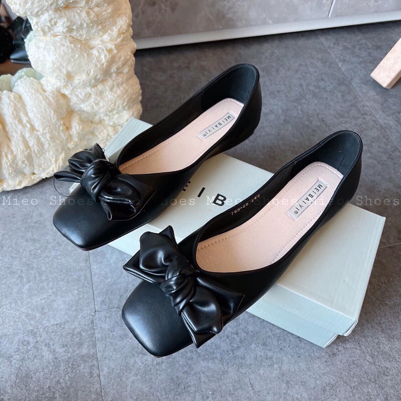 Bệt mũi vuông nơ Mieo shoes ( B448 B449 )
