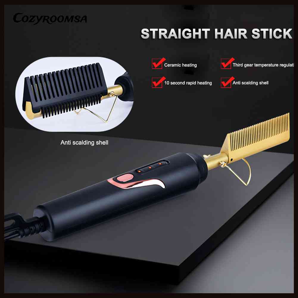 Lược Điện Chải Thẳng Tóc Khô / Ướt Vỏ Bằng Đồng Chống Bỏng