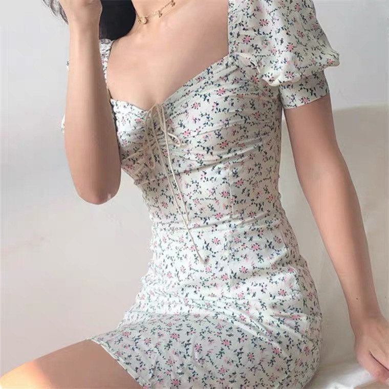 Đầm Nữ, Đầm Hoa Nhí Vintage Cổ Vuông | BigBuy360 - bigbuy360.vn