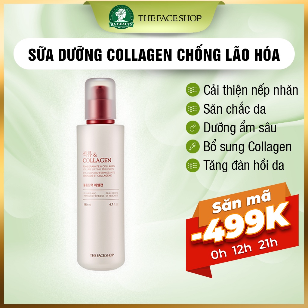 Sữa dưỡng ẩm chống lão hoá phục hồi săn chắc da The Face Shop Pomegranate & Collagen Volume Lifting Emulsion 140ml