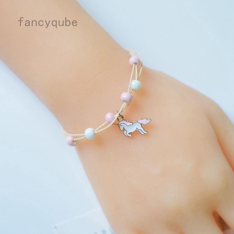 Vòng Tay Dây Bện Mặt Hình Ngựa Một Sừng Dễ Thương