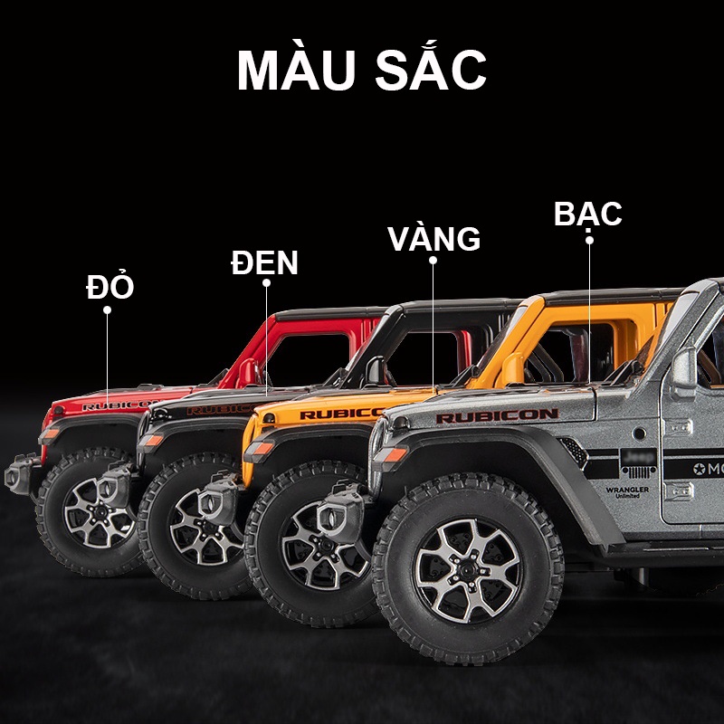 Mô hình xe Jeep Wrangler Rubicon 4 cửa tỉ lệ 1:22 bằng hợp kim, có đèn âm thanh hãng Double Horses