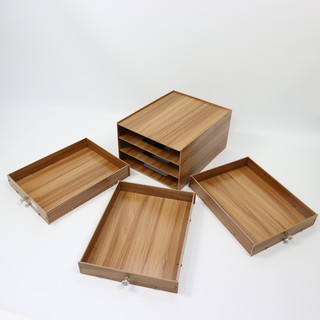 Hộp Gỗ 3 Ngăn Kingstar KS16 Đựng Văn Phòng Phẩm Decor Bàn Làm Việc