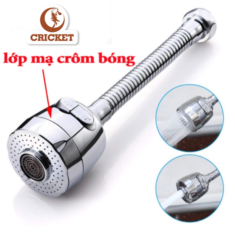 Đầu gắn vòi rửa chén VTA-02 (dài 16cm) CHỐNG VĂNG NƯỚC kết hợp thân vòi xoay linh hoạt 360 tiện lợi với 2 chế độ nước