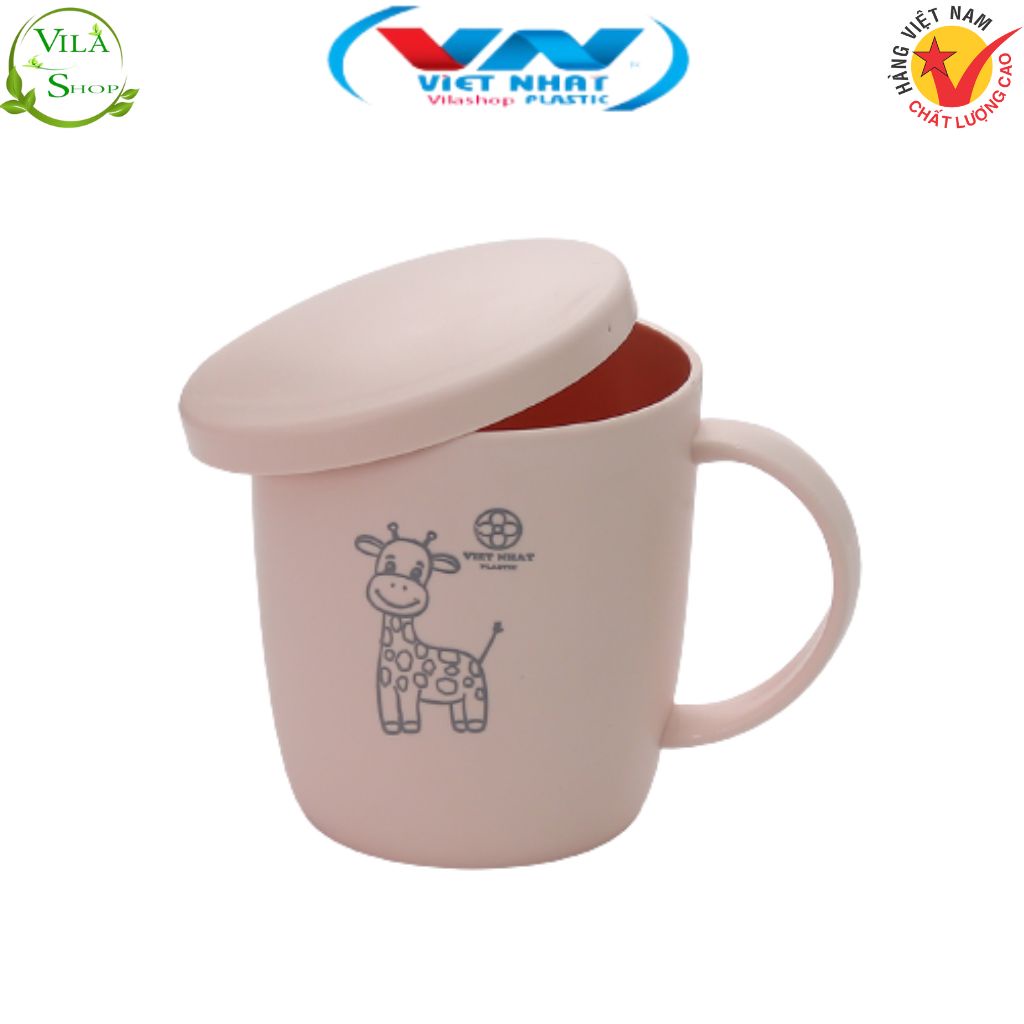 Cốc Uống Nước KÈM NẮP (6039) Việt Nhật, Cốc Nhựa Đa Năng Có Quai Cầm Chịu Nhiệt Tốt
