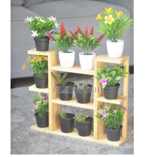 kệ gỗ để chậu hoa cây cảnh trong nhà đẹp gỗ thông tự nhiên kích thước 51x42x12 cm