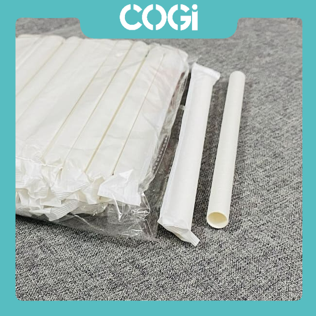 6 ống hút giấy bọc màng dùng 1 lần chính hãng cogi nhiều kích thước k3