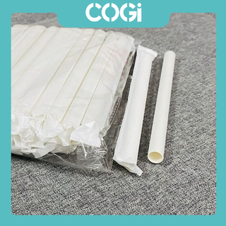 6 ống hút giấy Phi 6 | Phi 8 | Phi 12 BỌC MÀNG dùng 1 lần COGIGROUP  k3