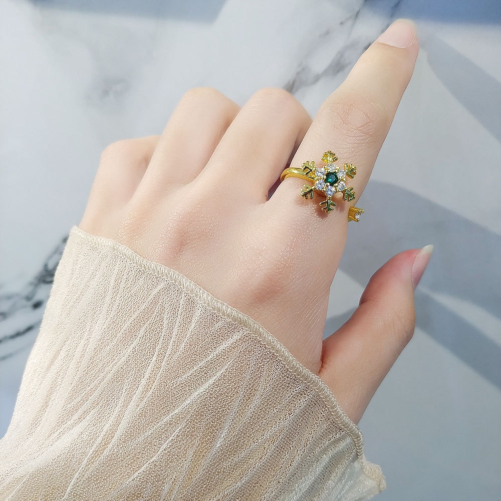 Nhẫn Hở Hình Bông Tuyết Sang Trọng Thời Trang Giáng Sinh