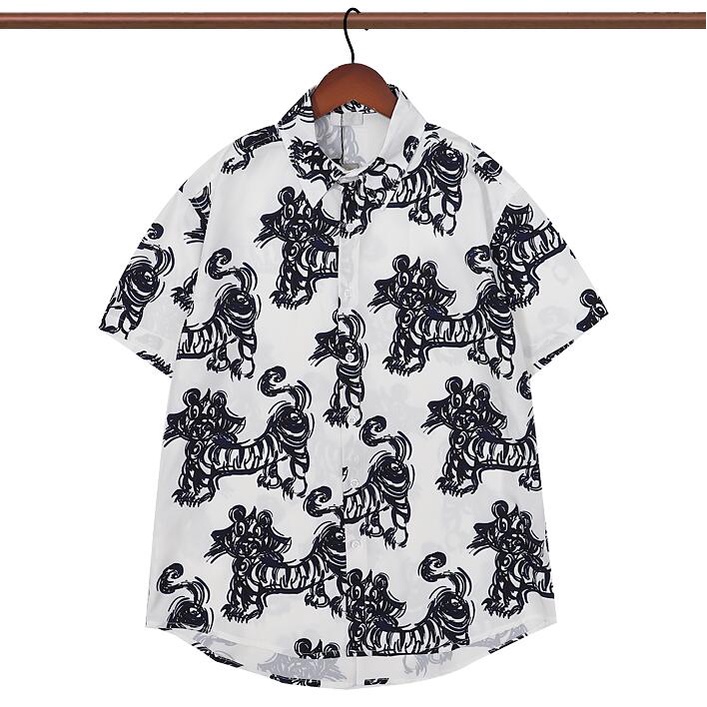 Áo Sơ Mi Nam Ngắn Tay Họa Tiết Hình Hổ