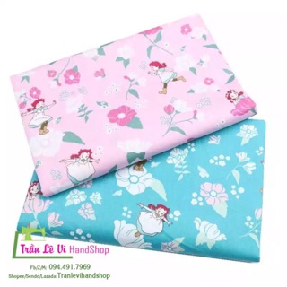 V185🌸 VẢI TWILL HOẠ TIẾT TIÊN NỮ MAY ĐỒ CHO DOLL, OBITSU, DIY, HANDMADE, QUILTING, SCRUNCHIES