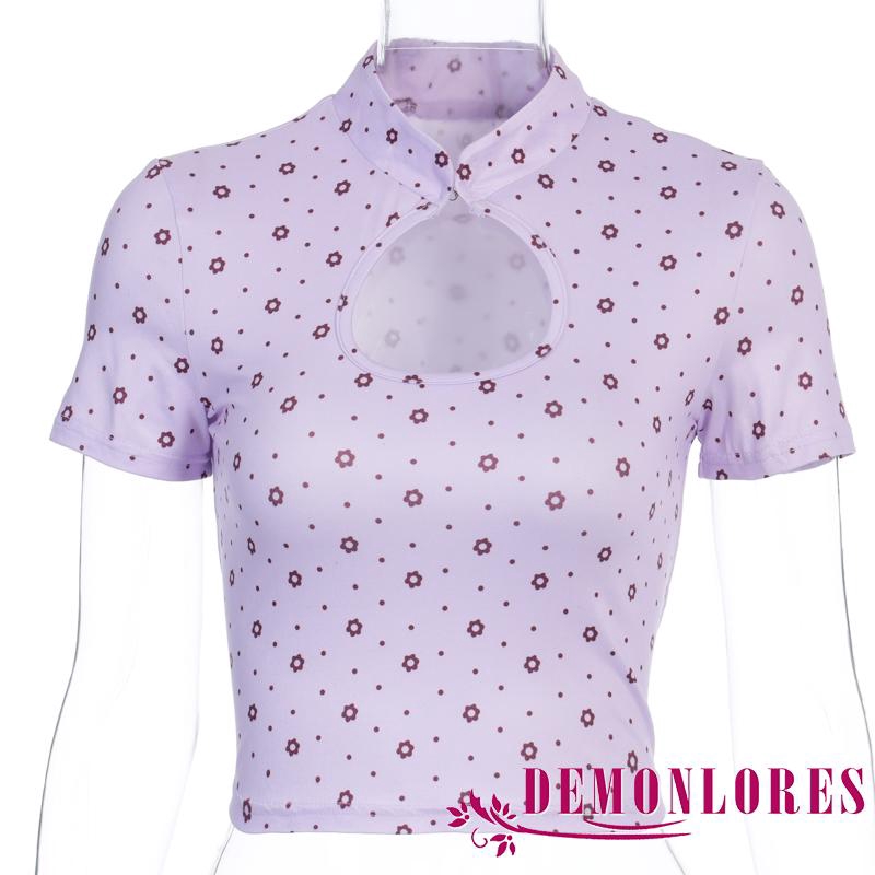 Áo Tay Ngắn Hoạ Tiết Hoa Thiết Kế Hợp Thời Trang Cho Nữ