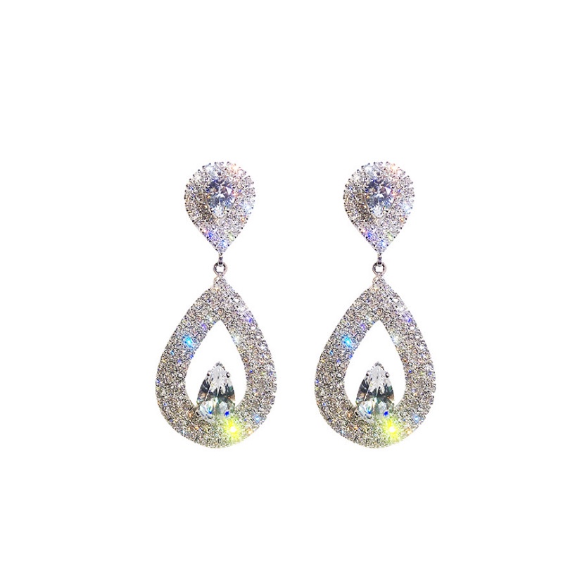 Hoa Tai Hình Giọt Nước Đính Đá Zircon Màu Sắc Nổi Bật Cho Nữ