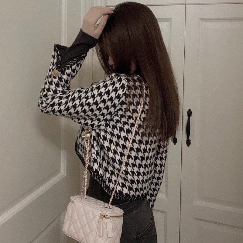 Áo dạ Tweed kẻ dáng ngắn hàng quảng châu loại 1 (HÀNG CÓ SẴN)